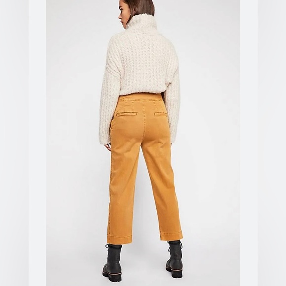Free People women’s Belt waist, casual cropped pants High-waisted - Picture 2 of 8